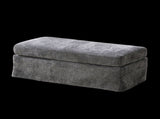 46" Wide Modern Upholstered Chenille Ottoman, Foot Stool Square Footrest with Black Metal Legs for W3098P356196
