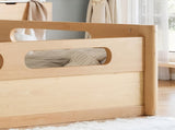 Queen Size Floor Platform Bed with Full-length Guardrails, Low Profile Queen Bed Frame, No Box W1580P438796