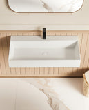 30" x 18" Solid Surface Wall Mount Rectangle Matte White Vessel Sink with Faucet Hole W3034P280638