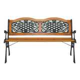 49" Garden Bench Outdoor Patio Park Chair Furniture Hardwood Slats Cast Iron Frame 40097071