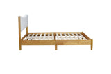 Queen Size Rubber Wooden , Solid Wooden Bed with Teddy Velvet Cushion Upholstered Headboard, W504P184308