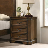 Maderne Traditional Wood 3-Drawer Nightstand, Antique Walnut/Brown T2574P225176