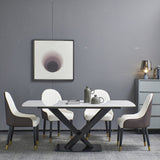 ZUN 1600mm Artificial Stone Dining Table With Black Frame W50952336