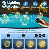 2 Pack Outdoor Solar Pool Lights, LED Light Up Balls with Remote, 3200K Warm Glow, 3 Lighting Modes 73295815