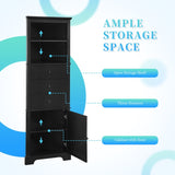 Black Triangle Tall Cabinet with 3 Drawers and Adjustable Shelves for Bathroom, Kitchen or Living N725P247409B