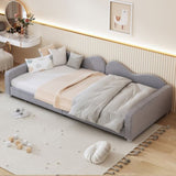 Twin size Upholstered Daybed, Sherpa Fabric Sofabed with Cloud-Shaped Backrest, No Box-spring N733P234602E