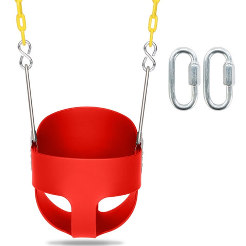 ZUN Swing Set Stuff Highback Full Bucket Swing Red 44184737