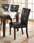 ZUN Dark Cherry Finish Wood Dining Chairs Set of 2 Faux Leather Upholstered Button Tufted Kitchen Dining B011P177580