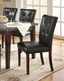 ZUN Dark Cherry Finish Wood Dining Chairs Set of 2 Faux Leather Upholstered Button Tufted Kitchen Dining B011P177580