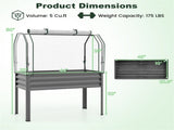 3-in-1 Metal Raised Garden Bed with Mini Greenhouse Cover, Elevated Planter Box - Gray 48993703