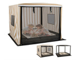 Brown Kids Wooden Sandbox with Waterproof Canopy, Built-in Seats & Storage 61201744