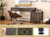 Home Office Dual Desktop Desk with 5 Storage Drawers, Powder-Coated Metal Frame Engineered Wood 15981882