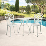 ZUN Best Choice Products 3-Piece Outdoor Rust-Resistant Cast Aluminum Patio Bistro Set white W640P250970