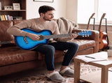 38 Inch Acoustic Guitar for Beginners, JF Body Shape, Basswood Folk Guitar in Fade Blue Finish, 76700625