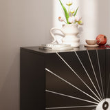 Modern Eye Pattern Accent Cabinet - 2-Door Wooden Storage Cabinet with Adjustable Shelves & T3833P366564