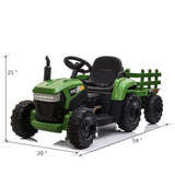 ZUN 12V Kids Ride On Tractor with Trailer, Battery Powered Electric Car w/ Music, USB, Music, LED W2181137374