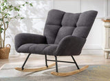 Teddy Fabric Wingback Glider Rocker with Side Storage Pocket, Soft Comfy Nursing Rocking Chair, 67056942