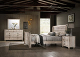 Imerland Contemporary White Wash Finish Bedroom Set with Queen Sleigh Bed, Dresser, Mirror, Two T2574P201581