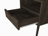 Nightstand 25"H, Superior Top, Four Legs, One Open Shelf, One Drawer, Dark Walnut B097132995