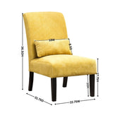 Pisano Contemporary Chenille Fabric Armless Accent Chair with Pillow, Yellow T2574P164518