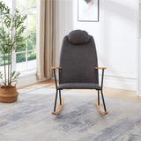 ZUN Adjustable Headrest Pillow Rocking Chair, Technical Leather Upholstered Glider Rocker with High W1669P220415