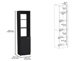 Linen Cabinet, 1 Door, 6 Shelves, Black B097P199754