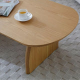 Modern minimalist solid wood coffee table, Oval-Shaped living room coffee table, Creative curved W2664P346448