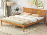 Platform Bed Frame with Headboard, Wood Slat Support, No Box Spring Needed, Full, Oak 00265555