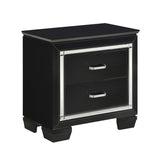 Glamourous Black Finish 1pc Nightstand 2x Dovetail Drawers Faux Alligator Embossed Fronts Bedroom B01151365