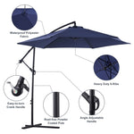 ZUN 10ft Cantilever Patio Umbrella, Offset Hanging Outdoor Table Umbrella with Tilt Crank, 6 Sturdy 54897285