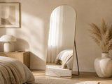 56"x15" Arched Full Length Mirror Freestanding Full Body Floor Mirror, Gold 59953652