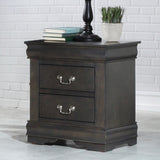 Solid Pine Nightstand with 2 Drawers, Dark Gray B016P261428