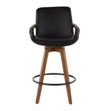 Cosmo Mid-Century Counter Stool in Walnut and Black Faux Leather by LumiSource B202P222361
