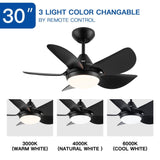 ZUN 30 In Intergrated LED Ceiling Fan Lighting with Matte Black ABS Blade W1367P182805