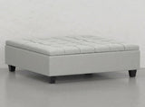 Redmont 36 inch Wide Transitional Coffee Table Storage Ottoman in Light Stone Grey Linen Look Fabric B2732P605434