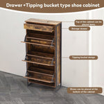 ZUN Shoe Cabinet with 3 Flip Drawers, Slim Freestanding Hidden Organizer with Drawer, metal handle W2948P245242