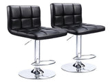 Set of 2 Bar Stools Adjustable Swivel Armless Barstools with PU Leather, Black 34198006