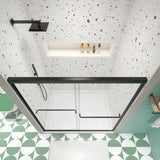 Bypass shower door, sliding door, with 1/4" tempered glass and Matted black finish 44-48"x70" W2122131037