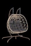 ZUN 2 Person Outdoor Rattan Hanging Chair Patio Wicker Egg Chair W874P146261