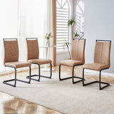 ZUN Modern Dining Chairs, Technology cloth High Back Upholstered Side Chair with C-shaped Tube Black W115149179