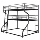 ZUN Full XL over Twin XL over Queen Size Triple Bunk Bed with Long and Short Ladder,Black 50005798