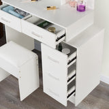 ZUN White color adjustable dressing table with 4 drawers W2139P179897