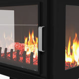 ZUN 1000W/1500W 24" Electric Fireplace Stove, Freestanding Fireplace Heater with Realistic Flame, 97024038