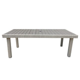 ZUN Balcones Outdoor Furniture, Wicker Rectangular Dining Table, Gray B010P164318