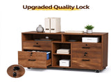 Wooden Filing Cabinet, 4 Drawers, Walnut, P2 Particle Board with Melamine 39071771