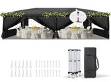 10'x20' Instant Pop Up Canopy Tent Black, 6 Panels 2 Doors 4 Mesh Windows, 28/22mm Powder Coated 43899525