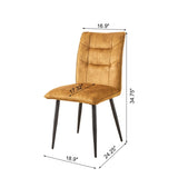 Modern Velvet Dining Chairs 2-Piece Set-Soft Cushioned Seats with Iron Frames in Mustard Yellow N842P284569Y