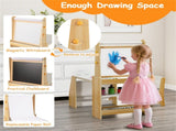 Natural Kids Activity Table with Magnetic Whiteboard/Chalkboard & Paper Roll, Multi-Storage Art Desk 10298016