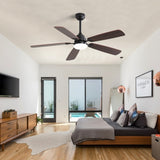 ZUN 52 Inch Classics Ceiling Fan With Dimmable Led Light 6 Speed Wind 5 Blades Remote Control DC Motor W882P146287