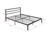 ZUN Queen Size Metal Bed Frame with Headboard Charcoal Grey W31181462